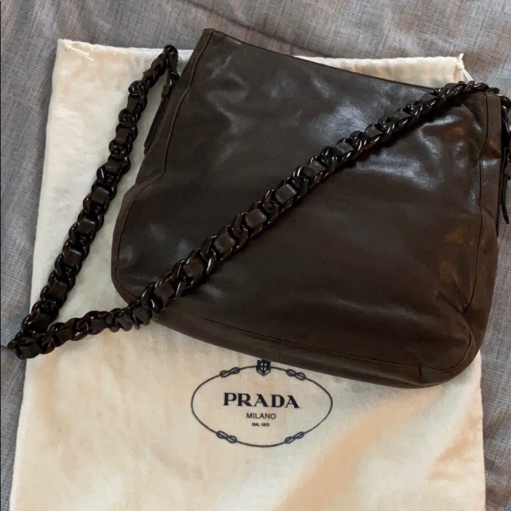 Prada soft calf lucite hobo bag